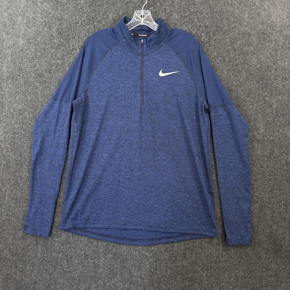 Nike Running Element Pullover Men's Large Blue Heather Dri-FIT 1/4 Zip Running